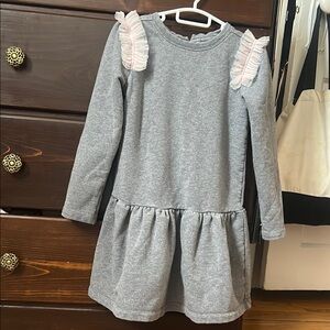 Janie and Jack Gray Pink Ruffled Embellished Casual Dress